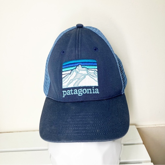 Patagonia Hat Blue Line Logo Ridge LoPro Trucker Cap Snapback Adjustable Mesh - Picture 1 of 5